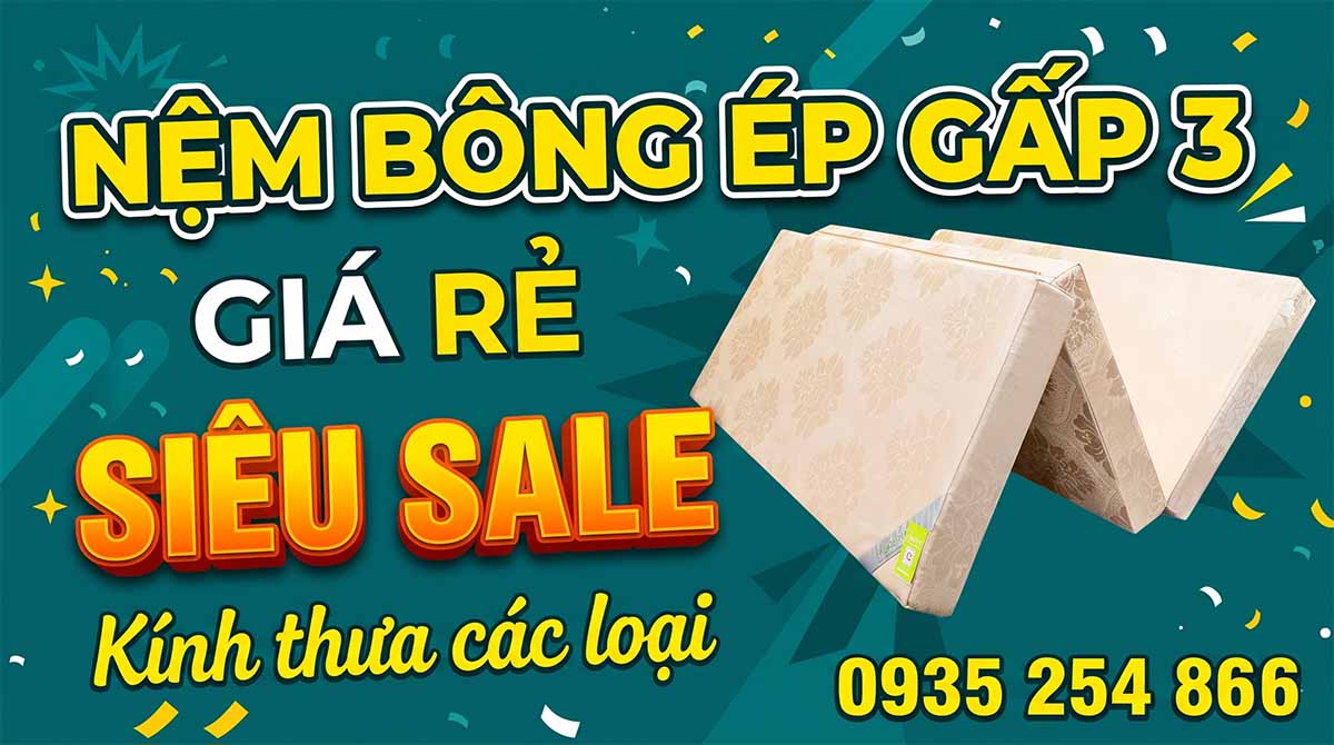 Nệm bông ép gấp 3 giá rẻ, độ bền cao.