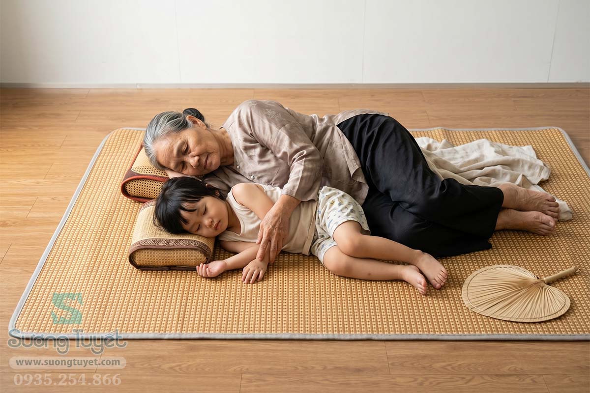 Chiếu mây điều hòa, giảm nhiệt nhanh chóng, an toàn cho làn da nhạy cảm của trẻ nhỏ và người cao tuổi.