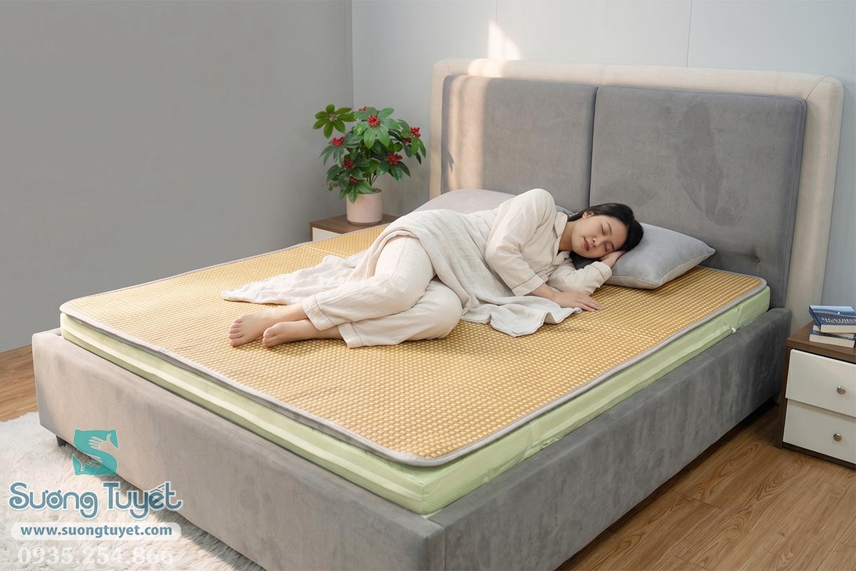 Chi tiết đường may viền vải chắc chắn, tăng độ bền vượt trội cho dòng chiếu mây giá rẻ.