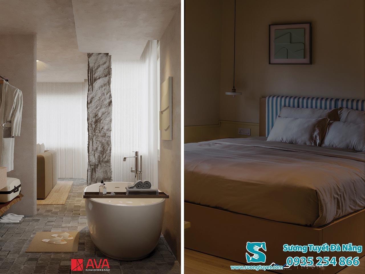 Tổng quan phòng khách sạn tại Ava hotel được bài trí độc đáo.