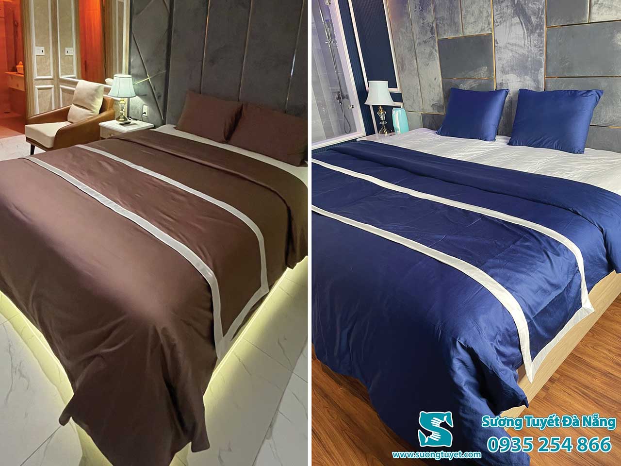 Những tông màu chăn ga lụa khác cũng khá đẹp cho khách sạn.