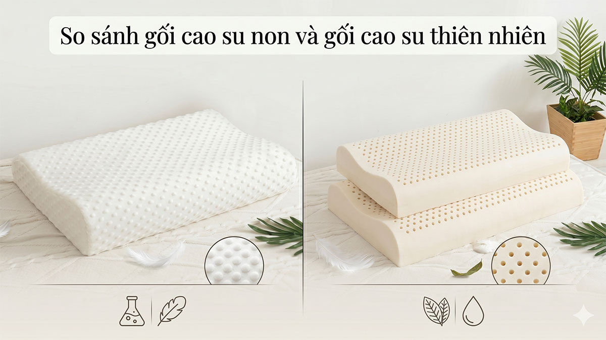 Phân Biệt Gối Cao Su Non Và Gối Cao Su Thiên Nhiên