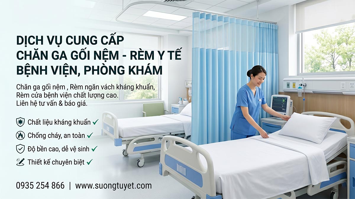 Dịch Vụ Cung Cấp Chăn Ra Gối Nệm Y Tế Giá Rẻ, Rèm Cửa Bệnh Viện, Trạm Xá