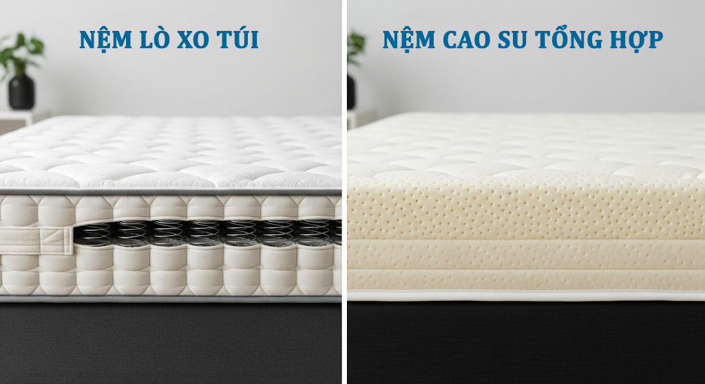 So Sánh Nệm Lò Xo Túi và Nệm Cao Su Tổng Hợp: Lựa Chọn Nào Tối Ưu Nhất?