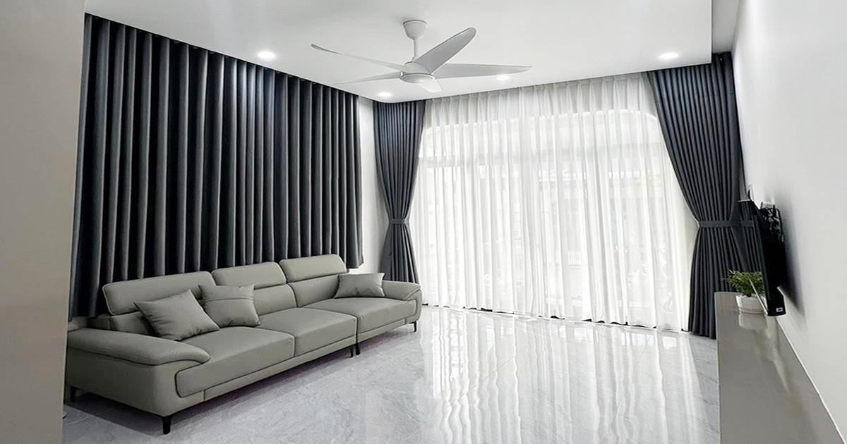 Rèm Cửa 2 Lớp Hấp Sóng Màu Xám– Điểm Nhấn Của Căn Hộ FPT Đà Nẵng