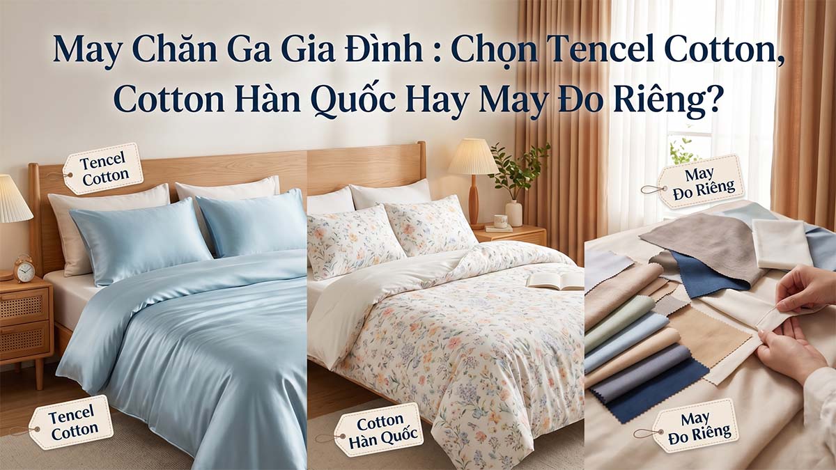 Xu Hướng Chăn Ga Gia Đình 2026: Tencel Cotton, Cotton Hàn Quốc Hay May Đo Riêng?