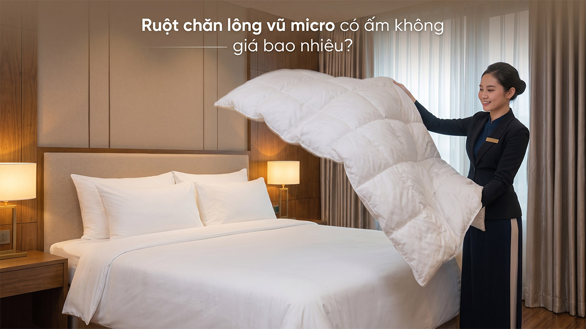Ruột chăn lông vũ micro có ấm không, giá bao nhiêu?