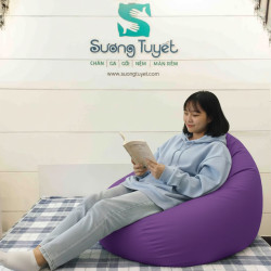 Ghế Lười Hạt Xốp Hình Qủa Lê Màu Tím - GL202
