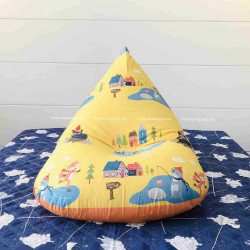 Ghế Lười Hạt Xốp Mẫu Giọt Nước Hoạt Hình Màu Vàng (Vải cotton) - GL017