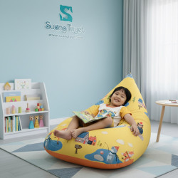 Ghế Lười Hạt Xốp Mẫu Hoạt Hình Màu Vàng-GL017