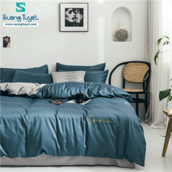 Bộ Chăn Ga Gối Tencel Sumoi Xanh - Xám LTC-014