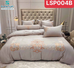 Bộ Chăn Ga Gối Lụa Silk Thêu LSP-004B