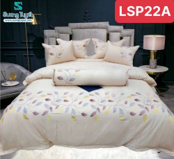 Bộ Chăn Ga Gối Lụa Silk Thêu LSP-22A