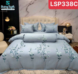 Bộ Chăn Ga Gối Lụa Silk Thêu LSP-338C