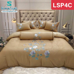 Bộ Chăn Ga Gối Lụa Silk Thêu LSP-4C