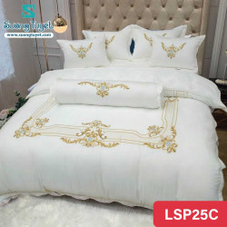 Bộ Chăn Ga Gối Lụa Silk Thêu LSP-25C