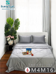 Bộ Chăn Ga Tencel Satin 60S M4M-16-Màu-Xám-Bạc