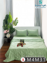 Bộ Chăn Ga Tencel Satin 60S M4M-31-Màu-Xanh-Non