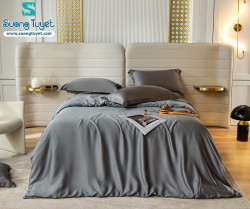 Bộ Chăn Ga Tencel Satin 60S M4M-05-Màu-Đen