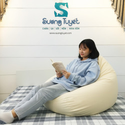 Ghế Lười Hạt Xốp Quả Lê (Quả Bóng) Màu Trắng - GL031