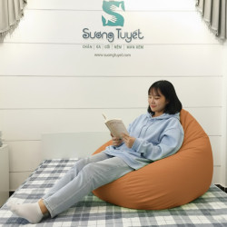 Ghế Lười Hạt Xốp Quả Lê (Quả Bóng)  Màu Da Bò - GL033