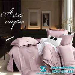 Bộ Chăn Ga Gối Lụa Artistic 04