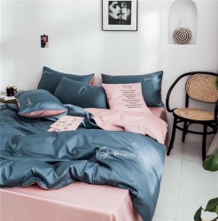 Bộ Chăn Ga Gối Tencel Sumoi Trơn Xanh Lam Hồng LTC-001