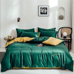Bộ Chăn Ga Gối Tencel Sumoi Trơn Xanh Lá Vàng LTC-003
