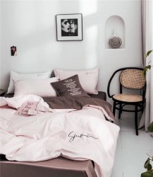 Bộ Chăn Ga Gối Tencel Sumoi Hồng Nâu LTC-008