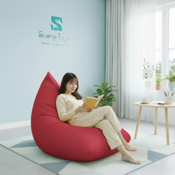 Ghế Lười Hạt Xốp Giọt Nước Màu Đỏ - GL002
